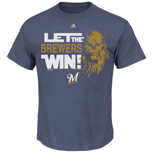 Majestic Milwaukee Brewers Star Wars Chewbacca LET THE TEAM WIN TShir