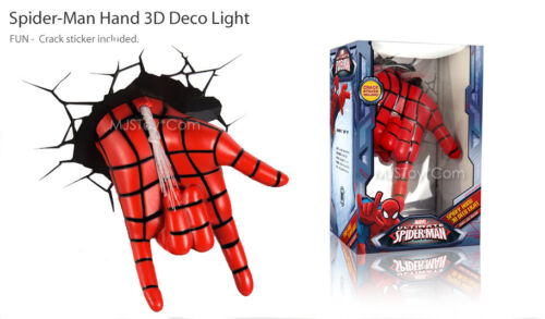 NEW Marvel Ultimate Spider-Man Hand 3D Deco Wall Art Night Light LED Crack