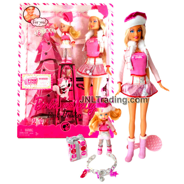 Year 2008 Barbie Pink Holiday Series 2 Pack Doll Set - Barbie and