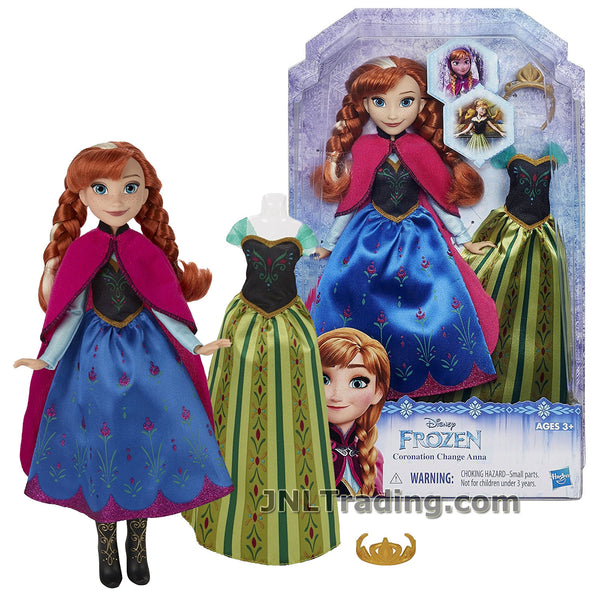 Disney Year 2015 Frozen Movie Series 11 Inch Doll Set - Coronation Change  ANNA B5171 in Travel Outfit with Tiara and Coronation Dress