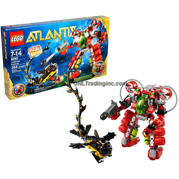 Year 2010 Lego Atlantis Special Edition 8080 - UNDERSEA EXPLORER with  Torpedo Launcher, Grappling Arm, Treasure Key, Sea Serpent and Diver (364  Pcs)