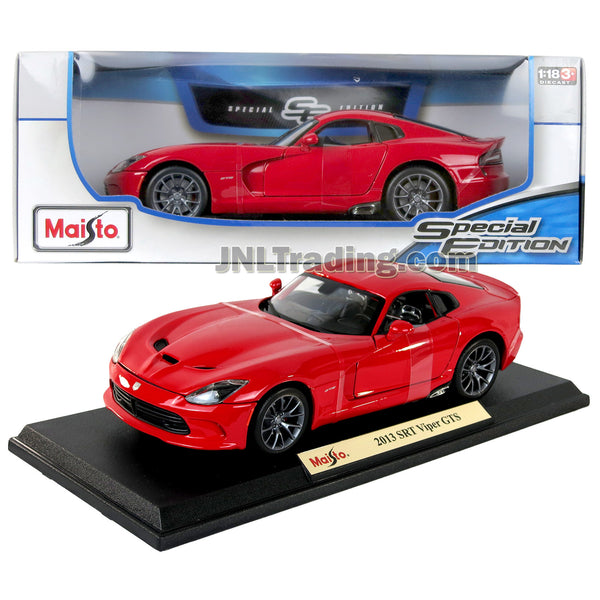 Maisto Special Edition Series 1:18 Scale Die Cast Car - Red Sports Car 2013  SRT VIPER GTS w/ Display Base (Dimension: 9