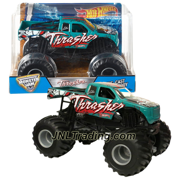 Mattel store Hot Wheels Monster Jam 2015 TEAL THRASHER Truck 1:24 Scale Die Cast