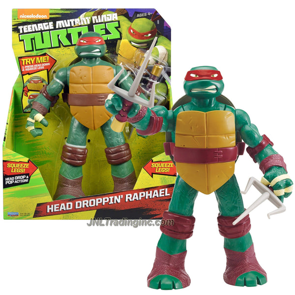 Year 2014 Teenage Mutant Ninja Turtles TMNT Head Droppin' Series 11 Inch  Tall Figure - RAPHAEL with Head Dropping Feature Plus 2 Sais