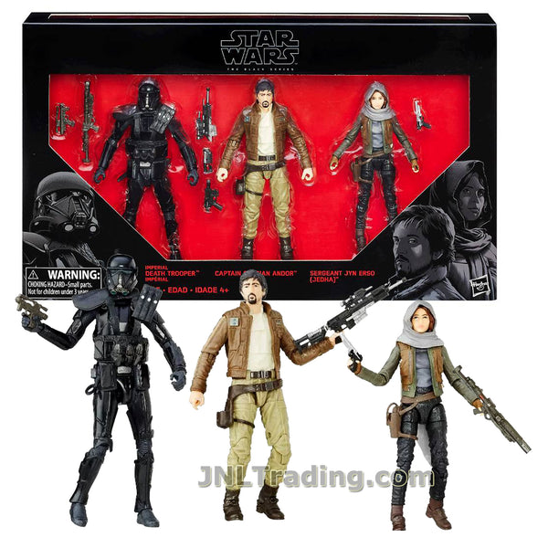 Star Wars Year 2016 The Black Series Exclusive 3 Pack 6 Inch Tall Figure  Set - IMPERIAL DEATH TROOPER, CAPTAIN CASSIAN ANDOR and SERGEANT JYN ERSO 