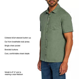 Gap Men Short Sleeve Knit Button Down Shirt Soft Lightweight Cotton Slub