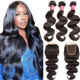 Nadula 100% Virgin Hair Extension 18 16 14 12 Closure Black Brazilian Body Wave