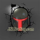 3DLightFX Star Wars Series Battery Operated 3D Deco Night Light - BOBA FETT Helmet with Light Up LED Bulbs