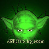 3DLightFX Star Wars Series Battery Operated 3D Deco Night Light : YODA Head with Light Up LED Bulbs