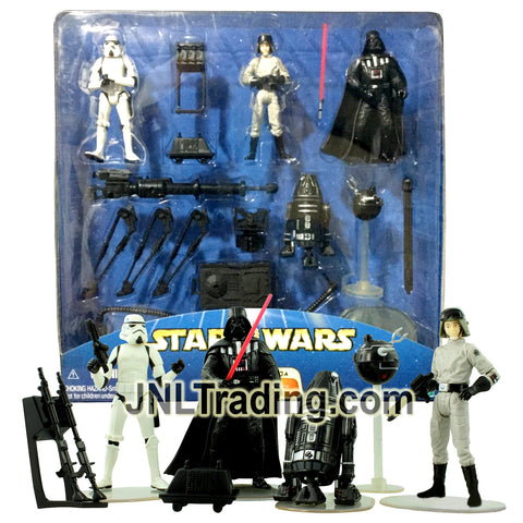 Year 2002 Star Wars Saga 4 Inch Figure Set - IMPERIAL FORCES with Stormtrooper, Darth Vader, AT-ST Driver, R4-19 and Interrogator Droid