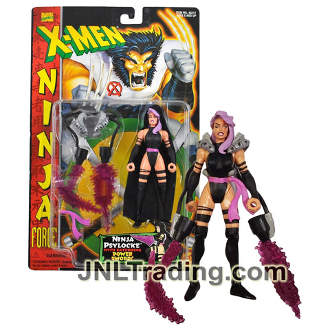 Year 1996 Marvel Comics X-MEN Ninja Force Series 5.5 Inch Tall Figure - NINJA PSYLOCKE with Cape and Extending Power Sword