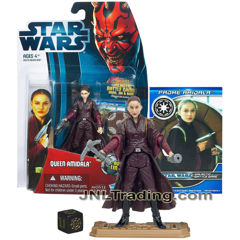 Year 2012 Star Wars Movie Heroes Series 4 Inch Figure - QUEEN AMIDALA MH17 with Blaster, Zip-Line Backpack, Battle Game Card, Die and Display Base