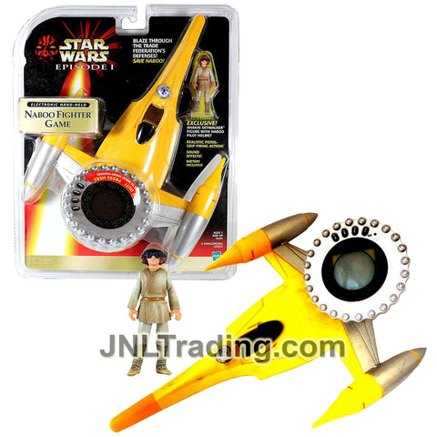 Year 1999 Star Wars The Phantom Menace Electronic Handheld Naboo Fighter Game with Realistic Pistol Grip, Sound FX and Anakin Skywalker Figure