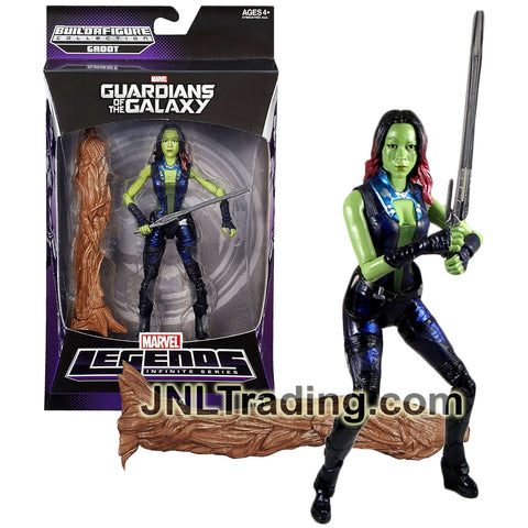 Year 2013 Marvel Legends Infinite Groot Series 6 Inch Figure - Guardians of the Galaxy GAMORA with Sword Plus Groot's Left Leg