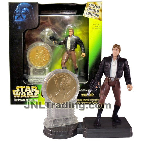 Year 1997 Star Wars The Power of the Force Special Limited Edition 4 Inch Figure - BESPIN HAN SOLO with Millennium Minted Coin and Display Base