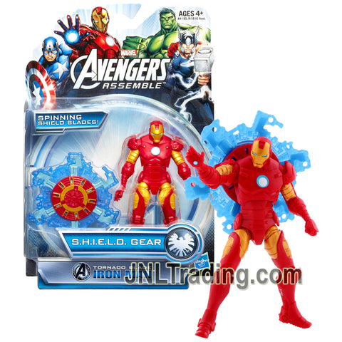 Year 2013 Marvel Avengers Assemble S.H.I.E.L.D. Gear Series 4 Inch Figure - TORNADO BLADE IRON MAN with Shield Blade