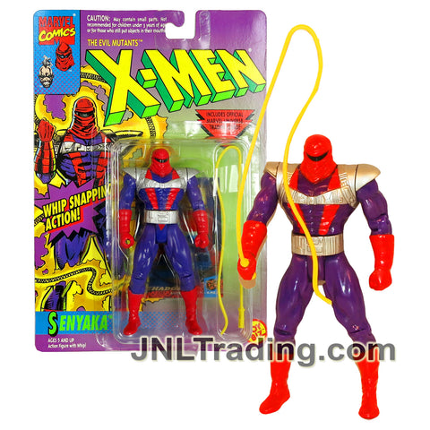 Year 1994 Marvel Comics X-Men Series 5 Inch Figure - The Evil Mutants SENYAKA with Whip Snapping Feature, Whip and Trading Card