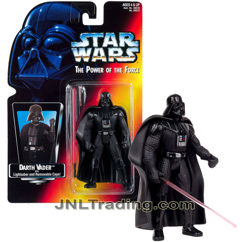 Year 1995 Star Wars The Power of the Force Series 4 Inch Tall Figure - DARTH VADER with Lightsaber and Removable Cape