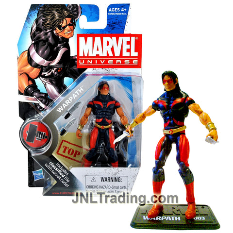 Year 2009 Marvel Universe 4 Inch Figure Series 2 #3 : X-Men Costume Variant WARPATH with Knives, Display Base and Classified File