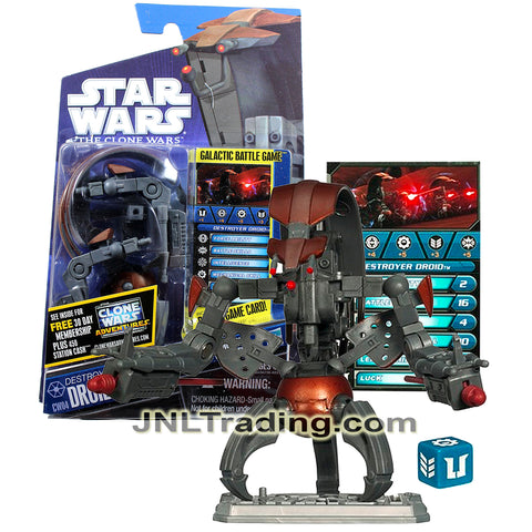 Year 2010 Star Wars Galactic Battle Game The Clone Wars 4 Inch Figure - DESTROYER DROID CW04 with Spring-Open Arms and Body, Card, Die and Base