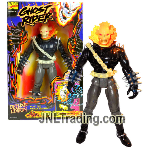 Year 1995 Marvel Comics Deluxe Edition Series 10 Inch Tall Figure - GHOST RIDER with Flame Glow in the Dark Details