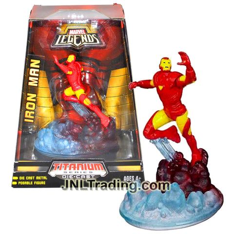 Year 2007 Marvel Legends Titanium Die Cast Metal Series 5 Inch Tall Posable Action Figure - IRON MAN with Display Base