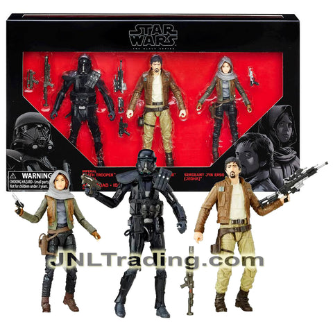 Year 2016 Star Wars The Black Series Exclusive 6 Inch Figure Set - IMPERIAL DEATH TROOPER, CAPTAIN CASSIAN ANDOR and SERGEANT JYN ERSO (Jedha)