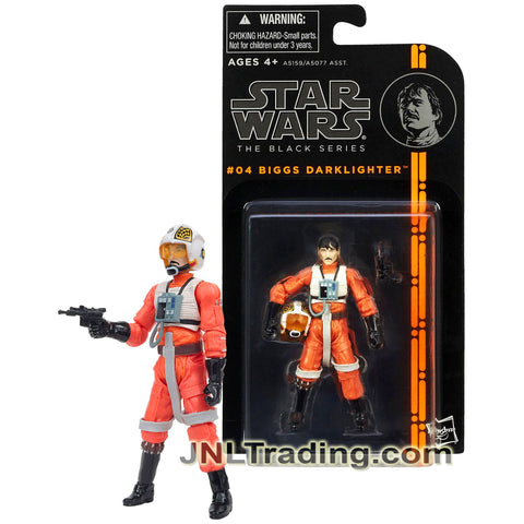 Year 2013 Star Wars  The Black Series 4 Inch Tall Figure #04 : X-Wing Pilot BIGGS DARKLIGHTER with Helmet and Blaster Gun