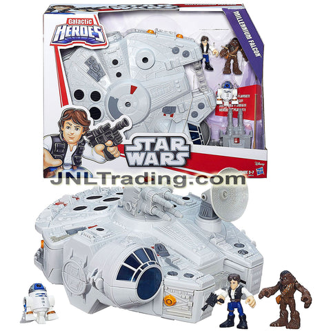 Year 2015 Star Wars Galactic Heroes Series Vehicle Playset - MILLENNIUM FALCON with R2-D2, Chewbacca and Han Solo Figure