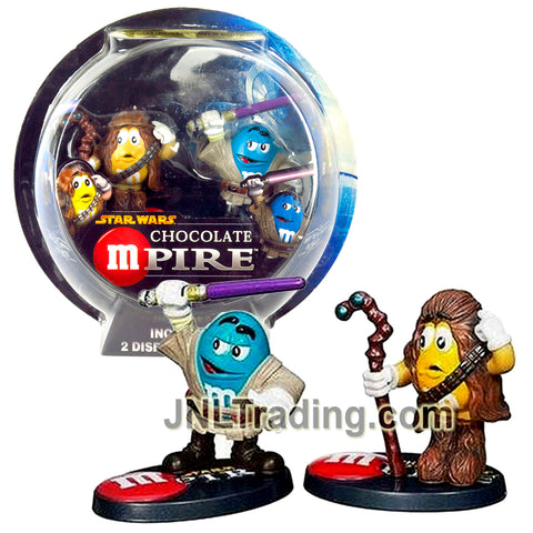 Year 2005 Star Wars Chocolate M&M Mpire Series 2 Pack 2.5 Inch Figure - CHEWBACCA and MACE WINDU with Display Stands