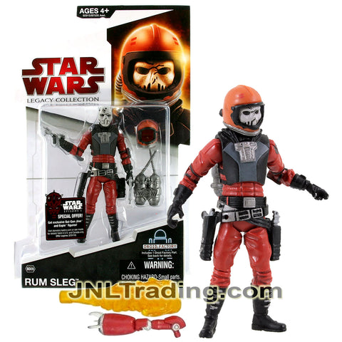 Year 2009 Star Wars Legacy Collection Droid Factory 4 Inch Figure - Bounty Hunter RUM SLEG BD09 with Blasters, Helmet, Jetpack & L9-L9 Droid Right Arm