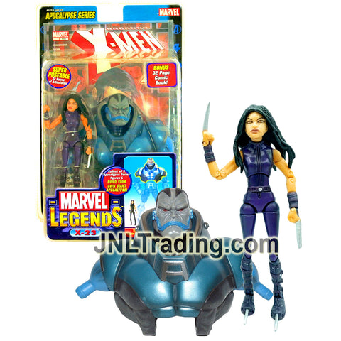 Year 2005 Marvel Legends Apocalypse Series 6 Inch Figure - Purple Suit X-23 with 32 Points of Articulation, Comic, Apocalypse's Upper Torso and Head