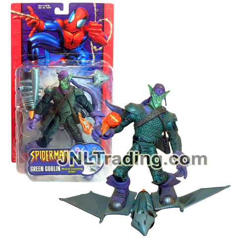 Year 2004 Marvel Spider-Man Series 6 Inch Tall Figure - GREEN GOBLIN with Missile Launching Glider and Pumpkin Bomb