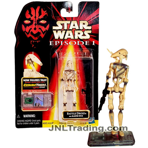 Year 1998 Star Wars The Phantom Menace Series 4 Inch Tall Figure - Variant Slashed BATTLE DROID with Blaster Rifle and CommTech Chip