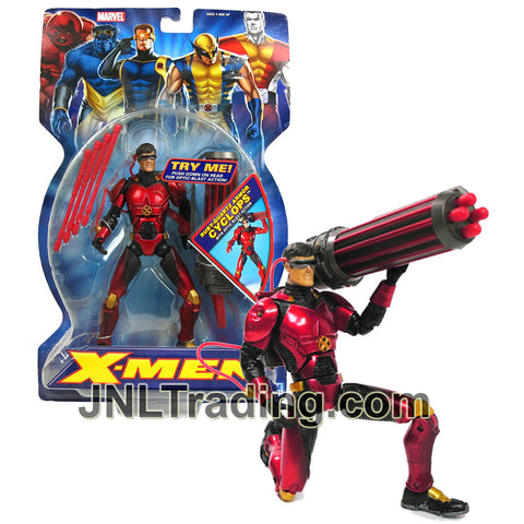 Year 2005 Marvel X-Men Series 6 Inch Figure : Ruby-Quartz Armor CYCLOPS with Optic Blast and Missile Launcher