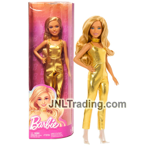 Year 2024 Barbie Fashionistas Series 11 Inch Doll #222 - Caucasian Petite Model HRH19 in Golden Jumpsuit