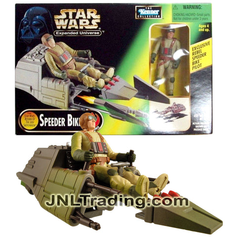 Year 1997 Star Wars The Power of the Force Expanded Universe Series Vehicle Set - SPEEDER BIKE with Side-Mounted Missile and Rebel Pilot