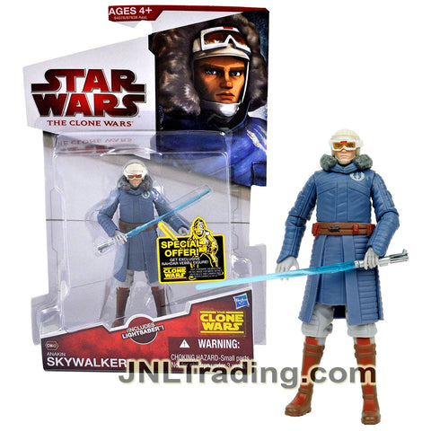 Year 2010 Star Wars The Clone Wars Series 4 Inch Figure - CW42 ANAKIN SKYWALKER with Cold Weather Gear and Blue Lightsaber