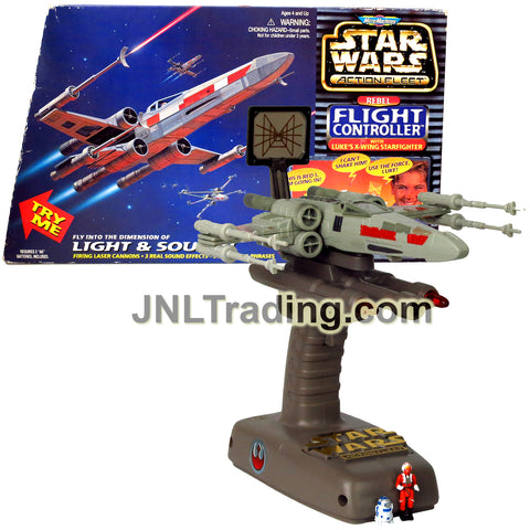 Year 1997 Star Wars Action Fleet Flight Controller Electronic Vehicle LUKE'S X-WING STARFIGHTER with Firing Cannons, Sound FX, Luke Skywalker & R2-D2