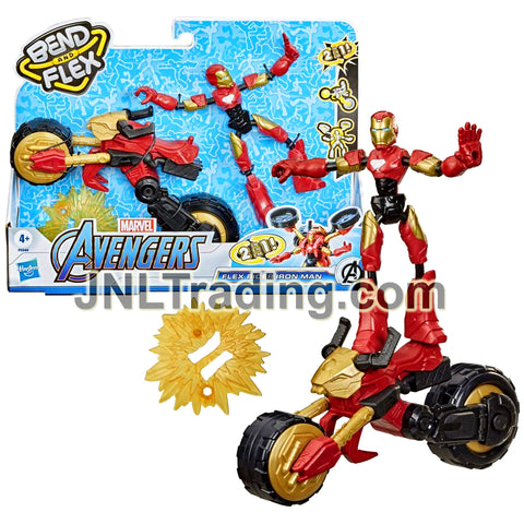 Year 2021 Marvel Avengers Bend and Flex 6 Inch Tall Figure - FLEX RIDER IRON MAN with Motorbike