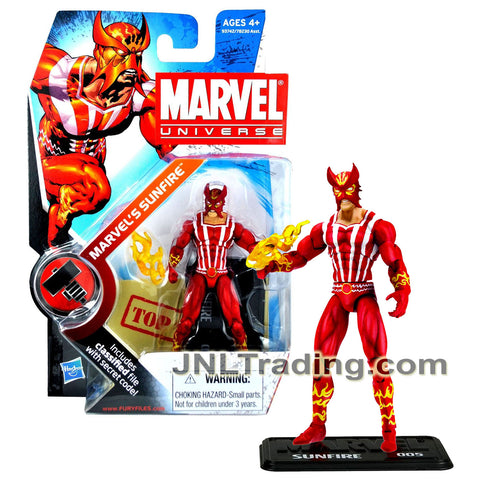 Year 2009 Marvel Universe 4 Inch Figure Series 2 #5 - MARVEL'S SUNFIRE (Shiro Yoshida) with Energy Flame and Display Base