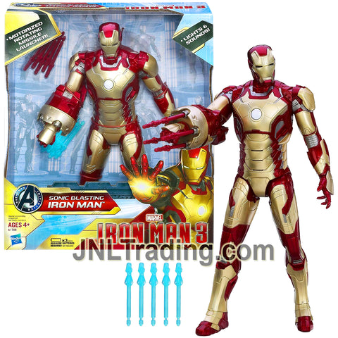 Year 2012 Marvel Iron Man 3 Series 13 Inch Electronic Figure - SONIC BLASTING IRON MAN with Lights, Sounds, Motorized Missile Launcher and 10 Missiles