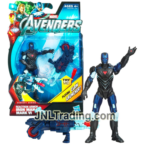 Year 2011 Marvel The Avengers Concept Series 4 Inch  Figure #07 - REACTRON ARMOR IRON MAN MARK VI with Plasma Claw Launcher