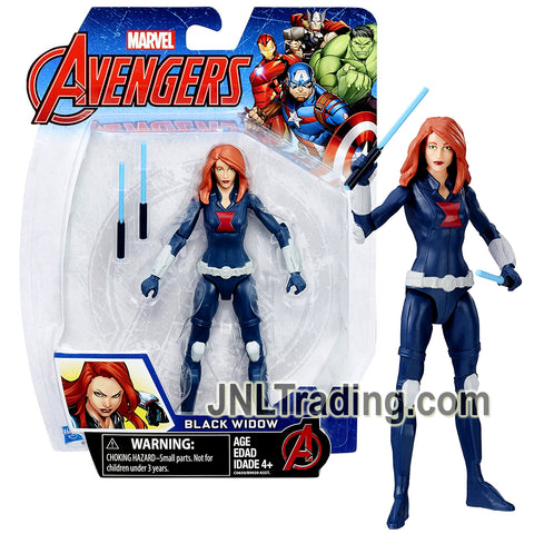 Year 2016 Marvel The Avengers Series 6 Inch Tall Action Figure - BLACK WIDOW with 2 Baton Sticks