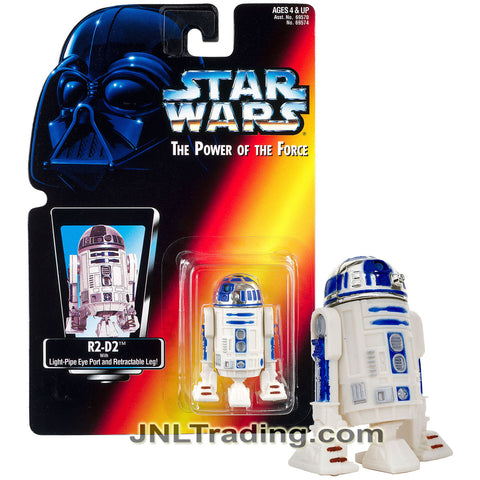 Year 1995 Star Wars The Power of the Force Series 3 Inch Tall Figure : R2-D2 with Light-Pipe Eye Port and Retractable Leg