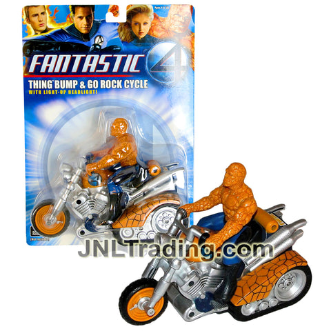 Year 2005 Marvel Fantastic Four Series Motorized Bump and Go Vehicle Set - THING'S ROCK CYCLE with Light Up Headlight