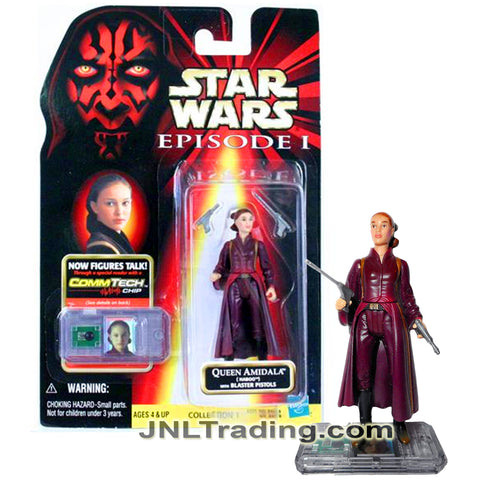 Year 1998 Star Wars The Phantom Menace Series 4 Inch Tall Figure - QUEEN AMIDALA with 2 Blaster Pistols and CommTech Chip