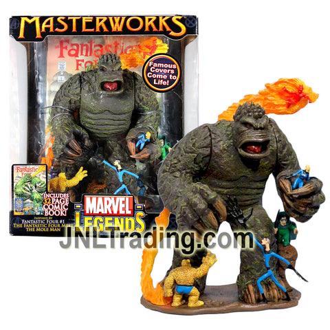 Year 2006 Marvel Legends Masterworks Famous Covers Come to Life! Series Figure Set - The Fantastic Four Meet the Mole Man with 32 Page Comic Book