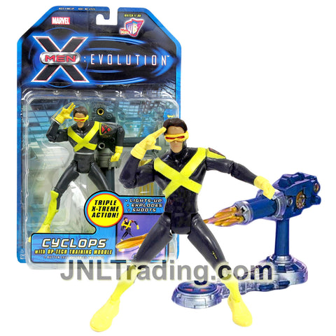 Year 2001 Marvel X-Men Evolution 6 Inch Figure - CYCLOPS with Op-Tech Training Module and Triple X-Treme Action (Lights-Up, Explodes and Shoots)