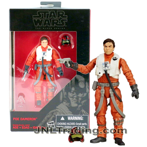 Year 2015 Star Wars The Black Series Exclusive 4 Inch Figure - POE DAMERON  (B5008) with Blaster and Pilot Helmet